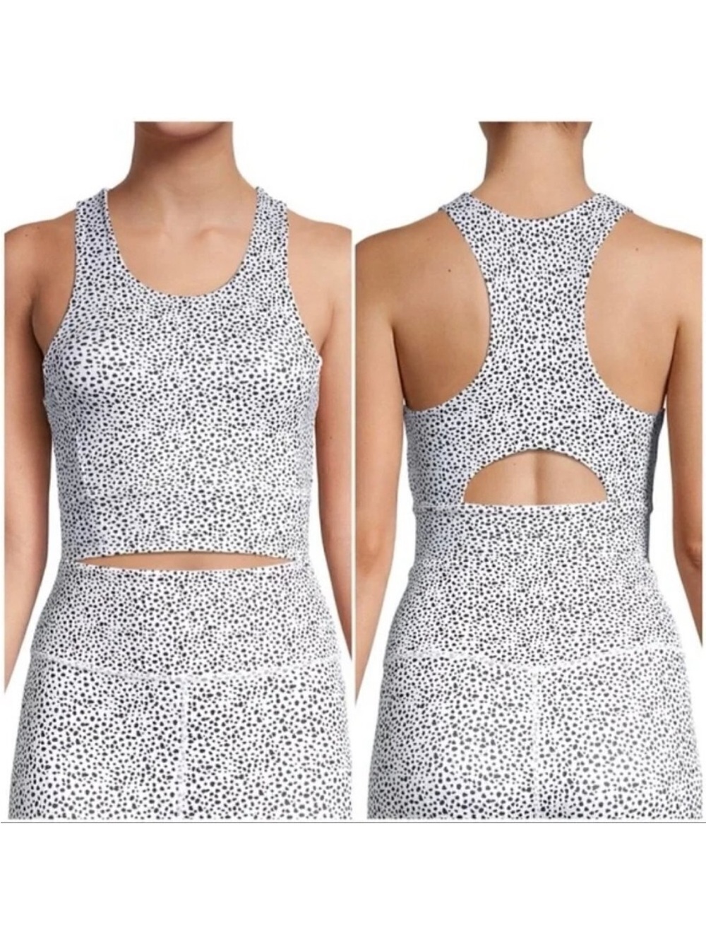 NWT All Fenix Montana sports bra featuring a black white Dalmatian print SZ M